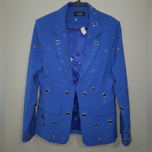 Akira Women's Blue Eyelet Blazer